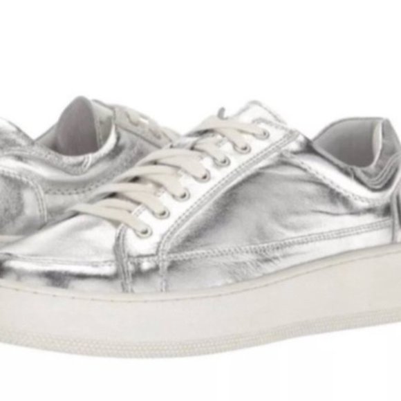 Free People Shoes - Free People Silver Letterman Platform Sneaker